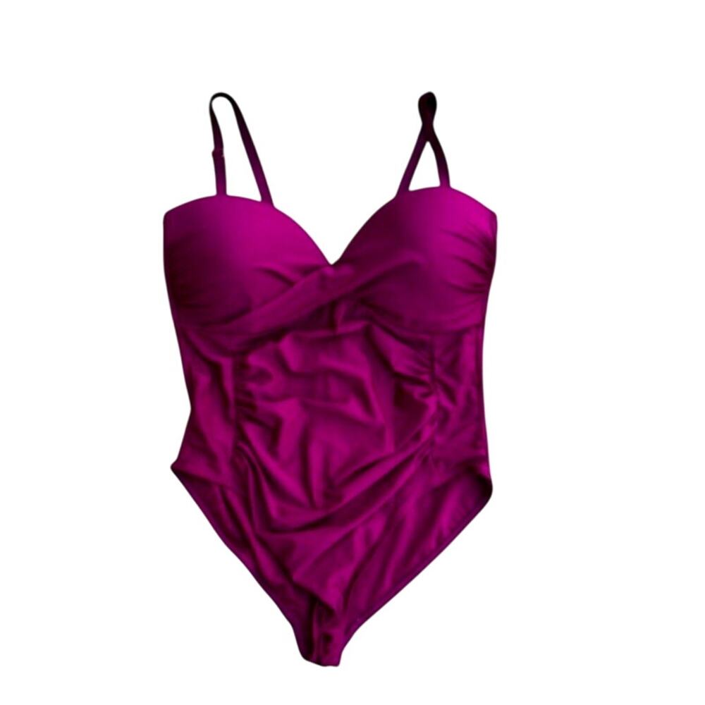Tropical Escape One Piece Swimsuit beach Purple Ruched Swim Women’s 20W plus